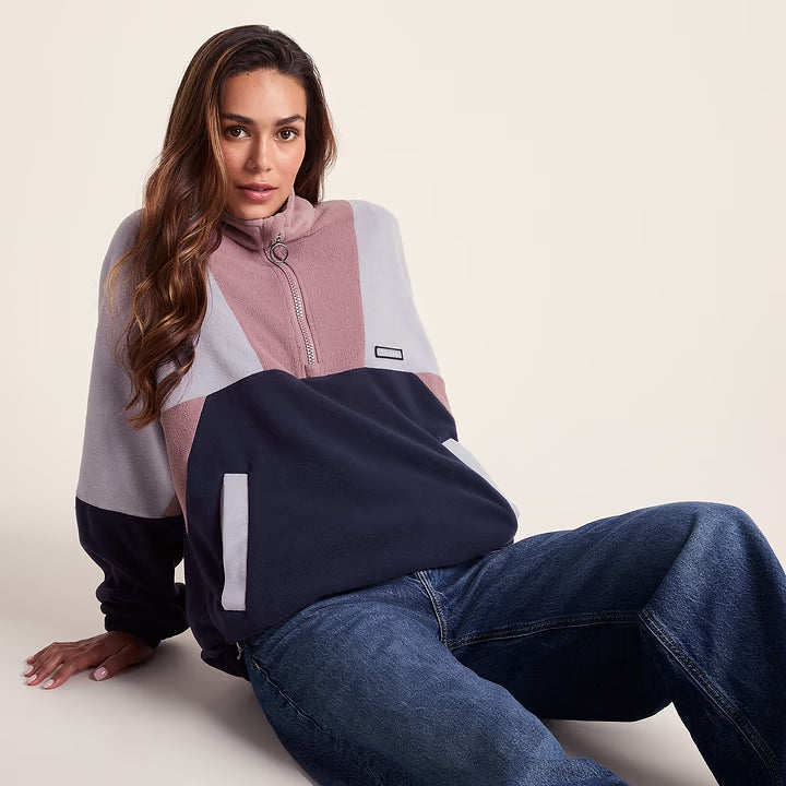 Aztec Womens Fleece Jacket - Mauve/Oxford Blue