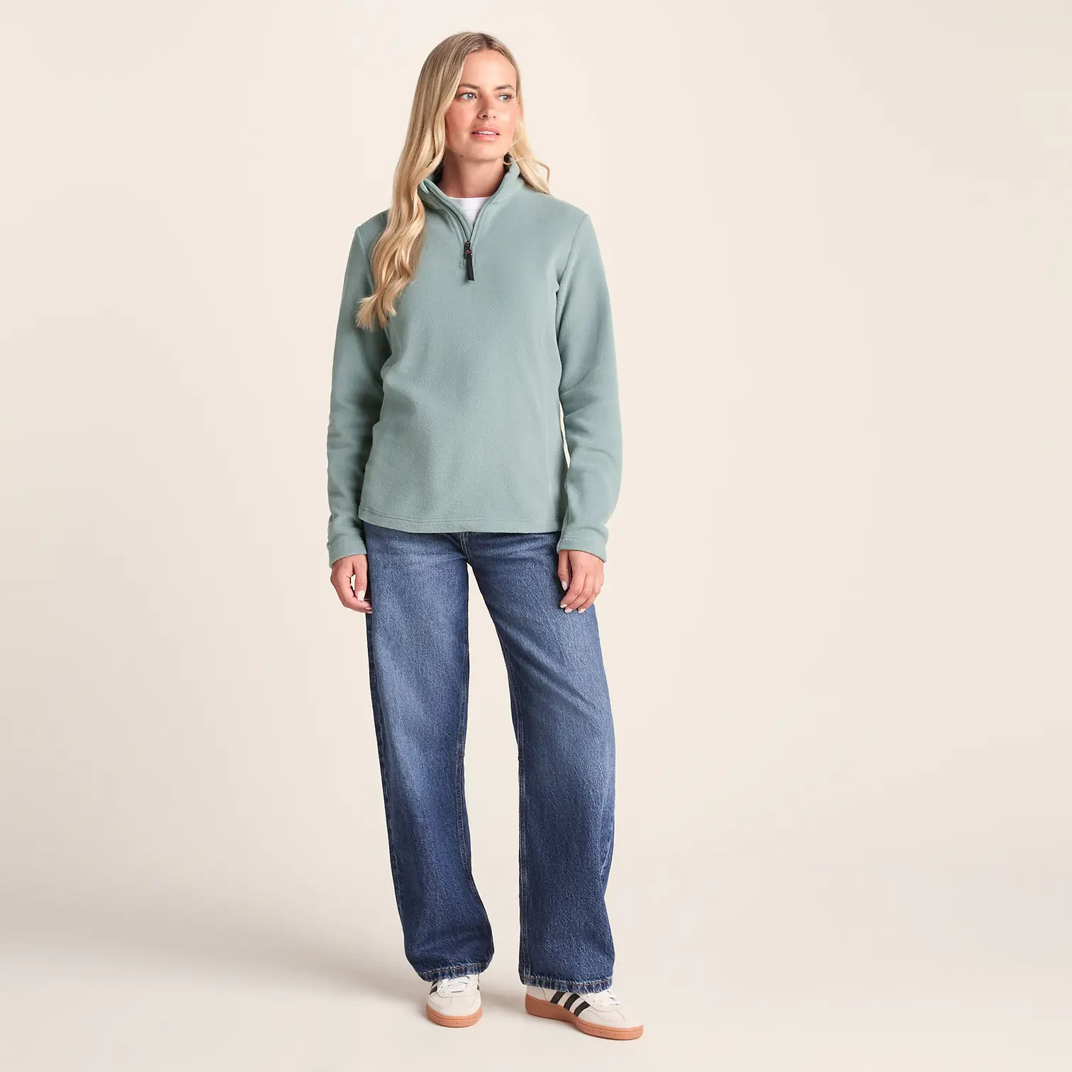 Quarter Zip Fleece Smokey Teal