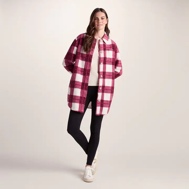 Sally Womens Shacket - Burgundy Check