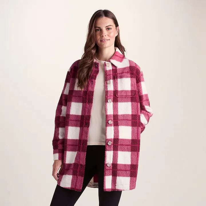 Sally Womens Shacket - Burgundy Check