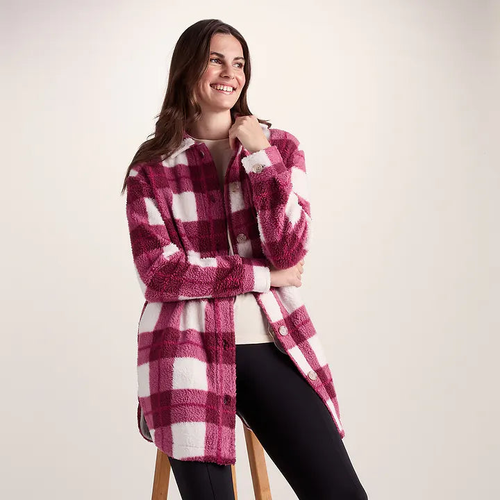 Sally Womens Shacket - Burgundy Check