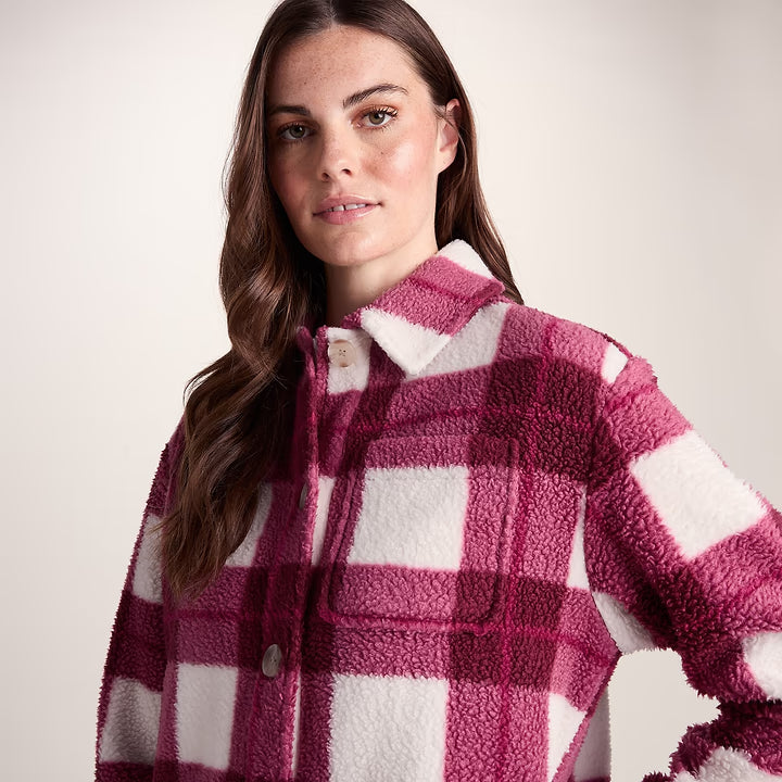 Sally Womens Shacket - Burgundy Check