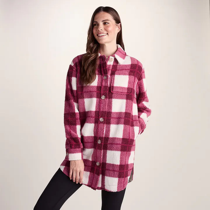 Sally Womens Shacket - Burgundy Check