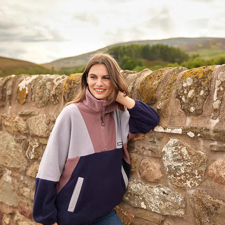 Aztec Womens Fleece Jacket - Mauve/Oxford Blue