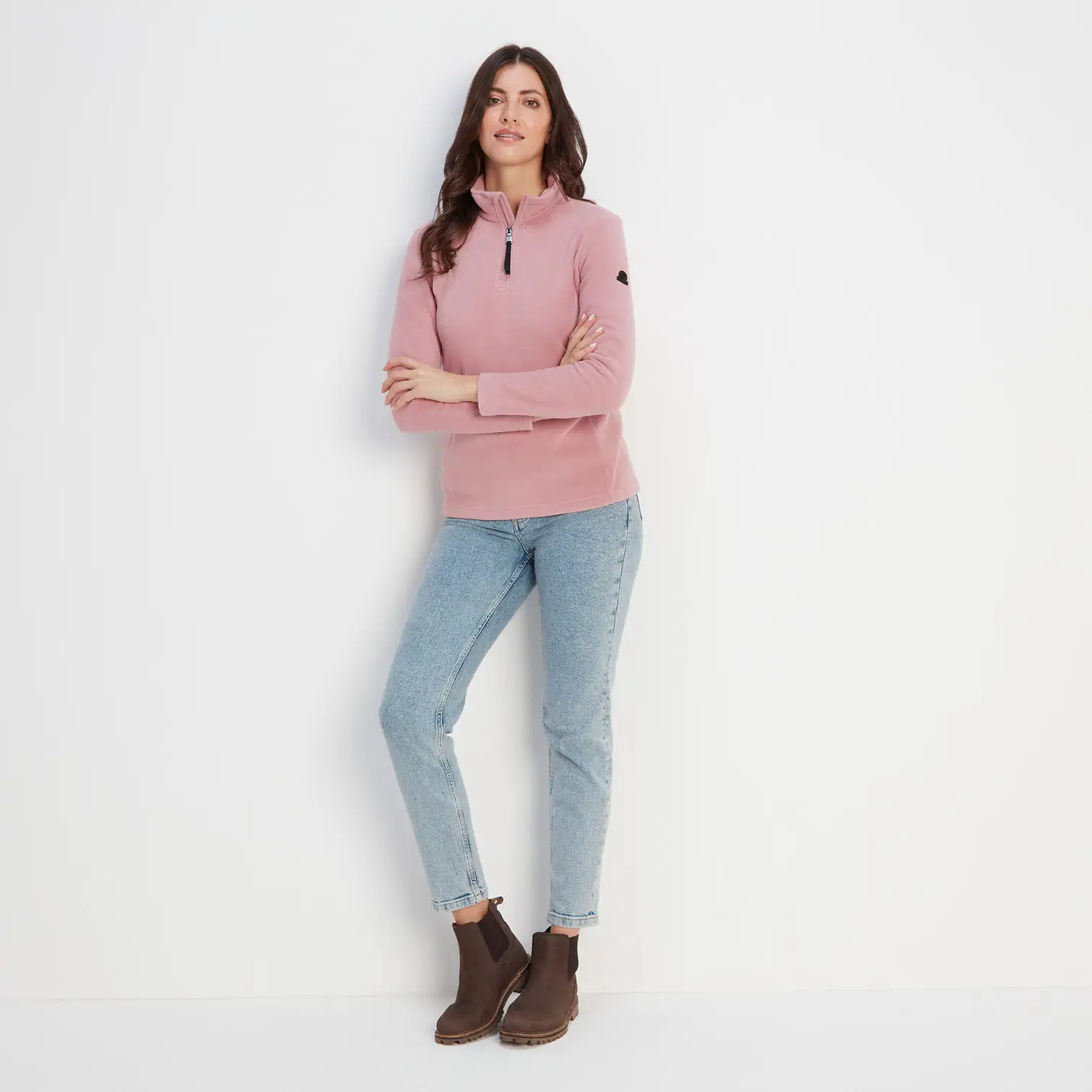 Quarter Zip Fleece Faded Pink