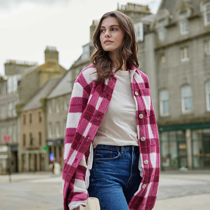 Sally Womens Shacket - Burgundy Check